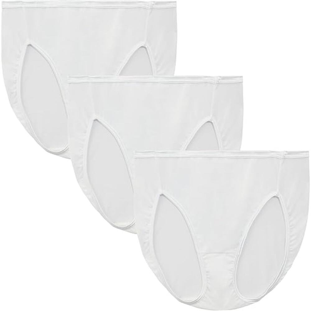New 3 Pack Vanity Fair Womens 10 (3XL) Hi Cut Silky Stretch Satin Trim Underwear